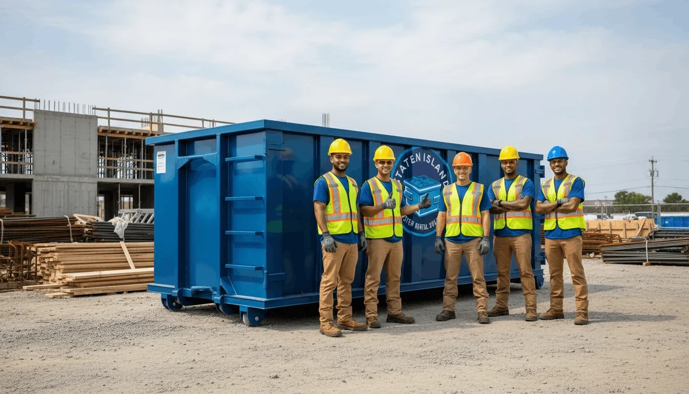The Staten Island Dumpster Rental Solutions team at our Staten Island, NY yard The Staten Island Dumpster Rental Solutions team at our Staten Island, NY yard
